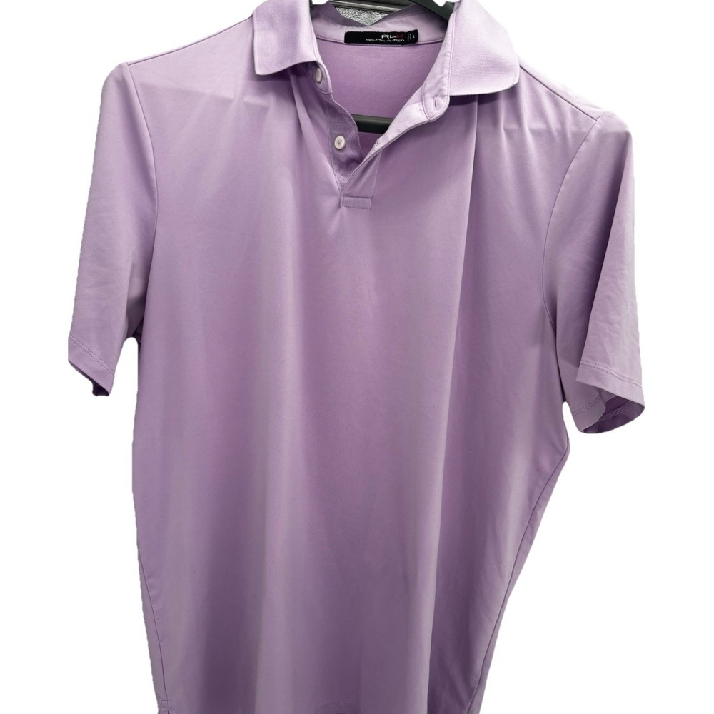 RLX Ralph Lauren Polo Solid Shirt Mens L Thistle Purple Collared Short Sleeve